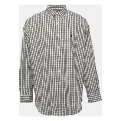 Ralph Lauren White/Yellow Checked Cotton Button Down Blake Shirt