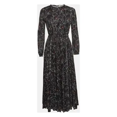 Valentino Black Printed Jersey Midi Dress