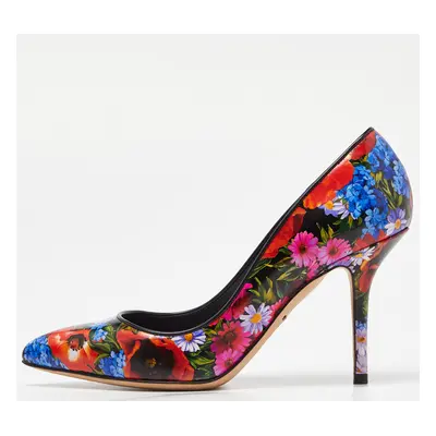 Dolce & Gabbana Multicolor Floral Print Leather Pointed Toe Pumps Size 36.5