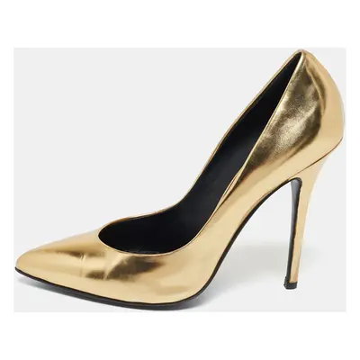 Giuseppe Zanotti Gold Leather Pointed Toe Pumps Size 40.5