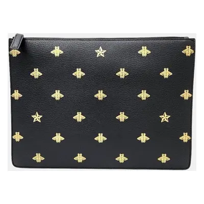 Gucci Black Leather Bee Crossbody Bag