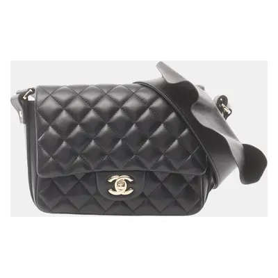 Chanel Black Lambskin Matelasse Shoulder Bag