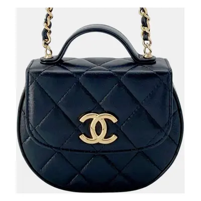 Chanel Black Lambskin Matelasse Chain Clutch