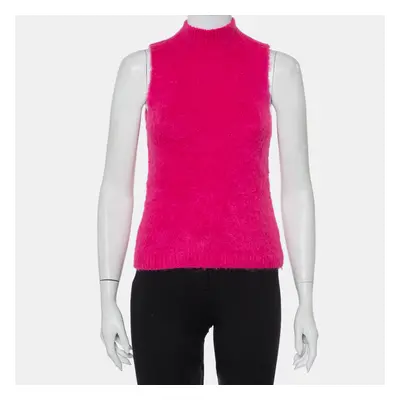 Versace Pink Mohair High Neck Sleeveless Tank Top