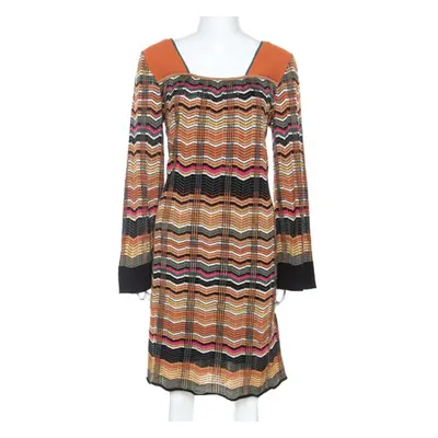 M Missoni Multicolor Chevron Knit Wool Blend Dress