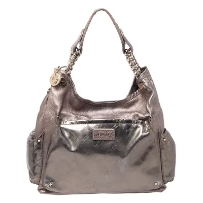 Versace Metallic Leather Pocket Shoulder Bag