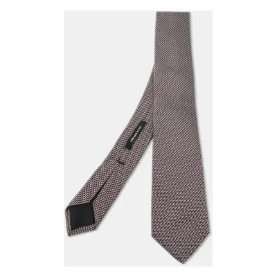 Boss By Hugo Boss Red & Silver Patterned Jacquard Silk Tie