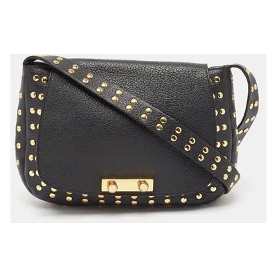 Marni Black Leather Studded Flap Shoulder Bag