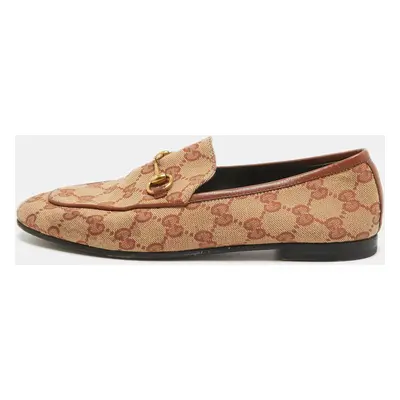 Gucci Beige/Brown GG Canvas Jordaan Loafers Size 36.5