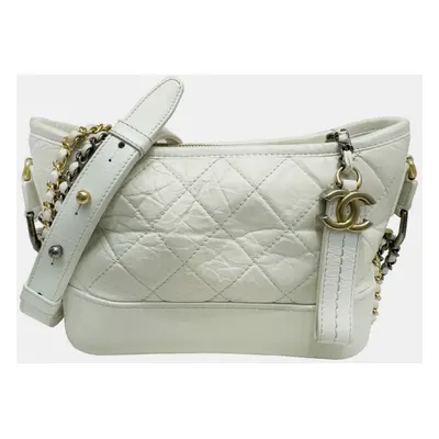 Chanel White Lambskin Calfskin Gabriel Small Hobo Bag