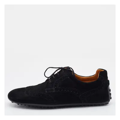 Gucci Black Brogue Suede Derby Lace Up Loafers Size