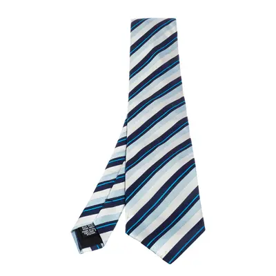 Boss By Hugo Boss Blue Diagonal Striped Silk Traditional Tie