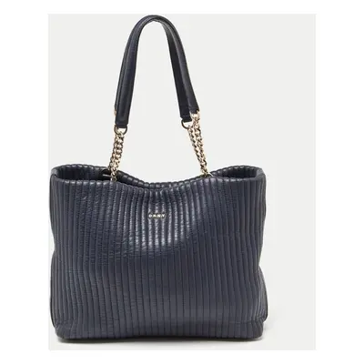 DKNY Blue Quilted Leather Chain Tote