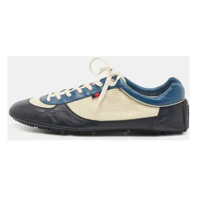 Gucci Multicolor Leather and Fabric Lace Up Sneakers Size 45.5