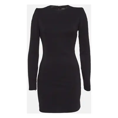 Dsquared2 Black Mesh Trim Crepe Zipper Detail Mini Dress