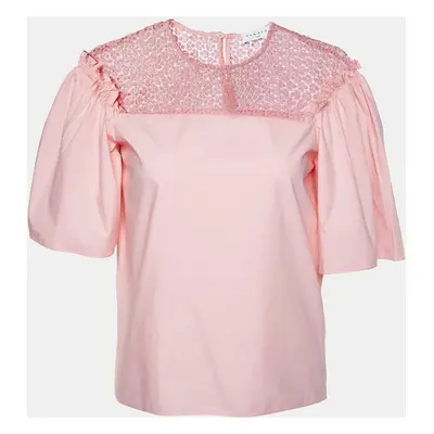 Sandro Pink Cotton Lace Trimmed Blouse