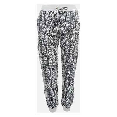 Kenzo Black/White Snake Print Cotton Knit Track Pants