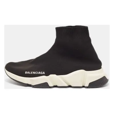 Balenciaga Black Knit Fabric Speed Trainer High Top Sneakers Size