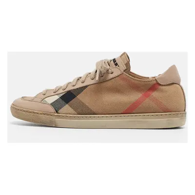 Burberry Beige Nova Check and Leather Low Top Sneakers Size