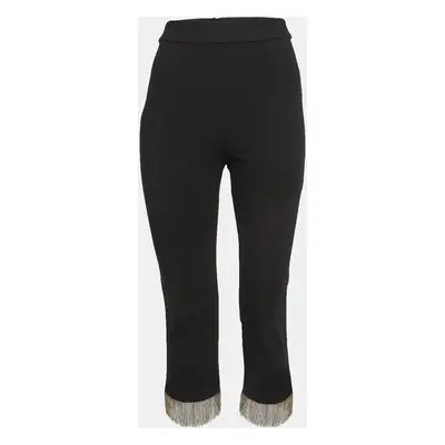 Alexis Black Stretch Crepe Fringed Pants