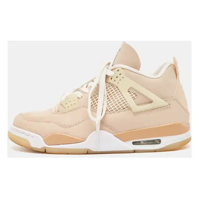 Air Jordans Beige Nubuck Leather Jordan Lace Up Sneakers Size