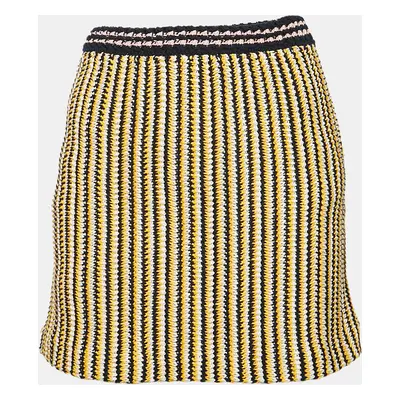 Miu Miu Yellow/Blue Stripe Crochet Mini Skirt