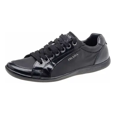 Prada Sport Black Leather And Nylon Low Top Sneakers Size 39.5