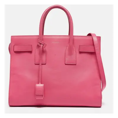 Saint Laurent Pink Leather Classic Sac De Jour Tote