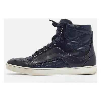 Dior Blue Cannage Leather High Top Sneakers Size