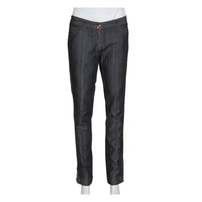 Dolce & Gabbana Black Denim Zipper Hem Regular Fit Jeans