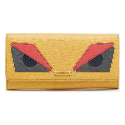 Fendi Multicolor Leather Eye Monster Flap Continental Wallet