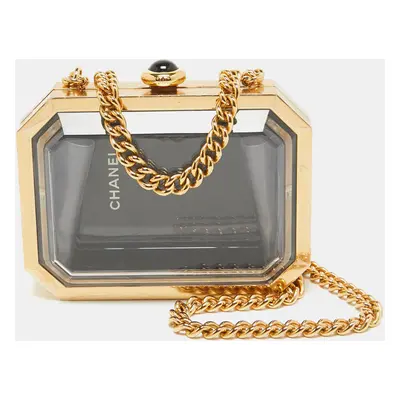 Chanel Gold Premiere Plexiglass Minaudiere Clutch Bag