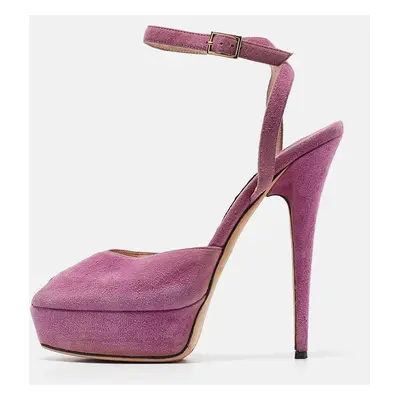 Jimmy Choo Purple Suede Ankle Strap Sandals Size 39.5