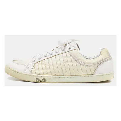 Dolce & Gabbana White Leather and Nylon Low Top Sneakers Size