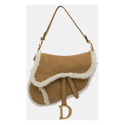 Dior Brown Shearling Saddle Bag