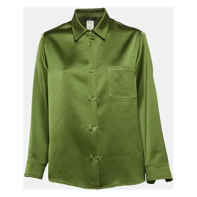 Max Mara Green Satin Button Front Shirt