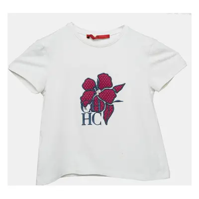 CH Carolina Herrera Kids White Floral Embroidered Cotton Top Yrs