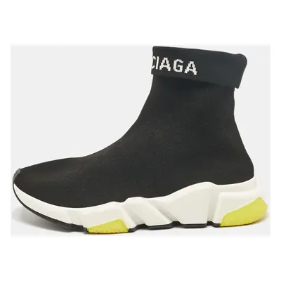 Balenciaga Black Knit Fabric Speed Trainer High Top Sneakers Size