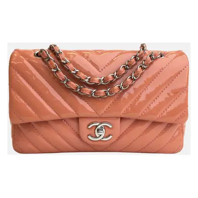 Chanel Peach Patent Leather Flap Shoulder Bag