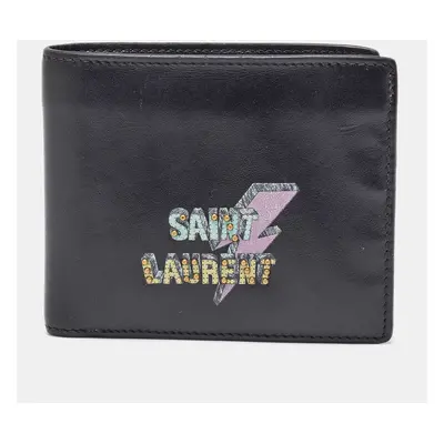 Saint Laurent Black Leather Lightning Bolt Bifold Wallet