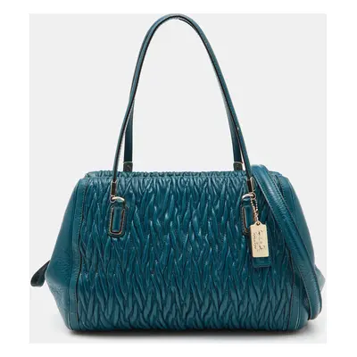 Coach Blue Twist Gathered Leather Madison Madeline Eastwest Satchel