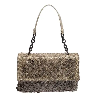 Bottega Veneta Beige Snakeskin Olimpia Shoulder Bag