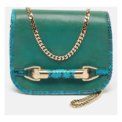 Jimmy Choo Green Leather and Snakeskin Zadie Crossbody Bag