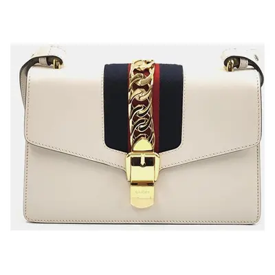 Gucci Ivory Leather Sylvie Shoulder Bag