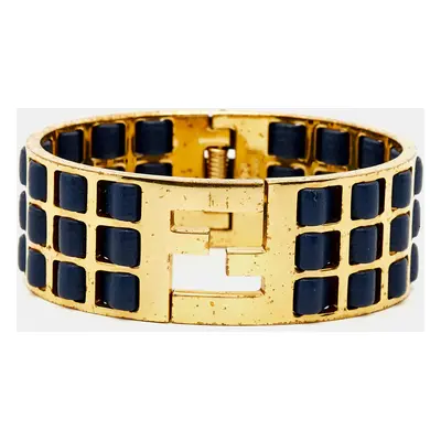 Fendi Fendista Leather Gold Tone Bracelet