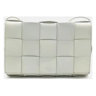 Bottega Veneta White Leather Cassette Shoulder Bag