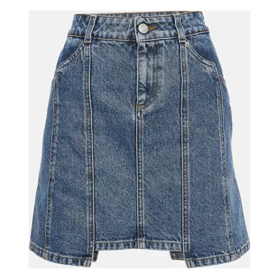 Alexander McQueen Blue Embroidered Denim Mini Skirt