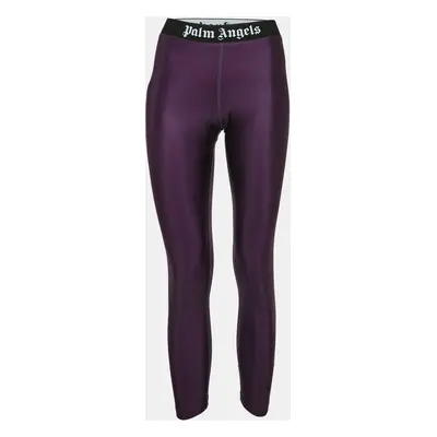 Palm Angels Purple Logo Waistband Jersey Track Leggings