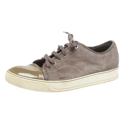 Lanvin Brown/Green Patent And Suede Leather Low Top Sneakers Size