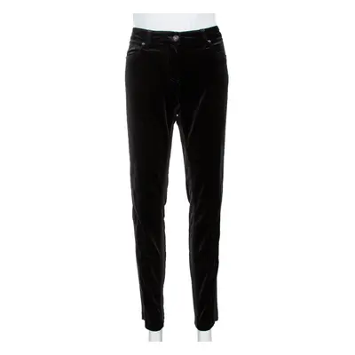 Roberto Cavalli Black Velvet Knit Paneled Tapered Trousers